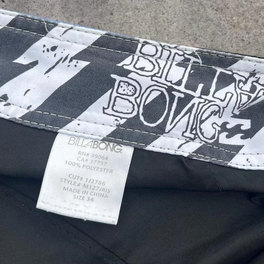 Vintage Y2K Billabong Andy Irons Rising Sun Boardshorts Black/Blue 34 2000s